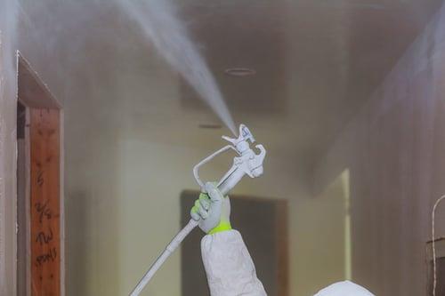 Technician spraying a sanitizing mist